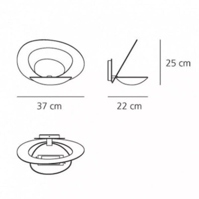 Artemide Wandleuchte Pirce Parete Fassung Maße