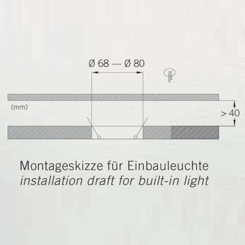 Bopp Wand- und Deckenleuchte One Einbau Montageskizze