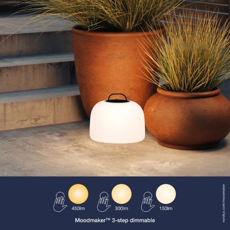 Nordlux Akkuleuchte Kettle 36 cm Wohnbeispiel Dimmfunktion