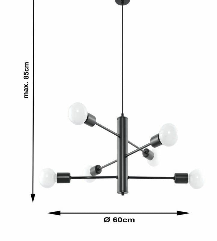 Sollux Lighting Kronleuchter Duomo 6 Schwarz Maße