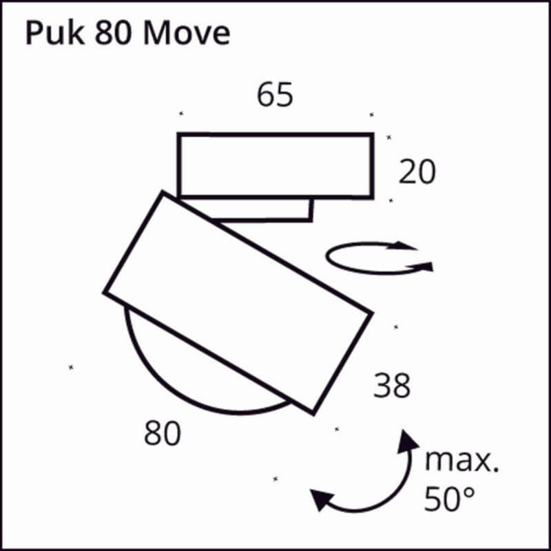 Top Light Deckenleuchte Puk! 80 Move Maße