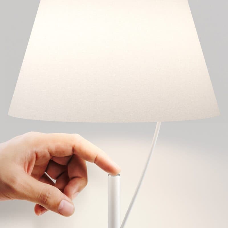 Lodes Tischleuchte Hover Detailansicht Tastdimmer & Lampenschirm