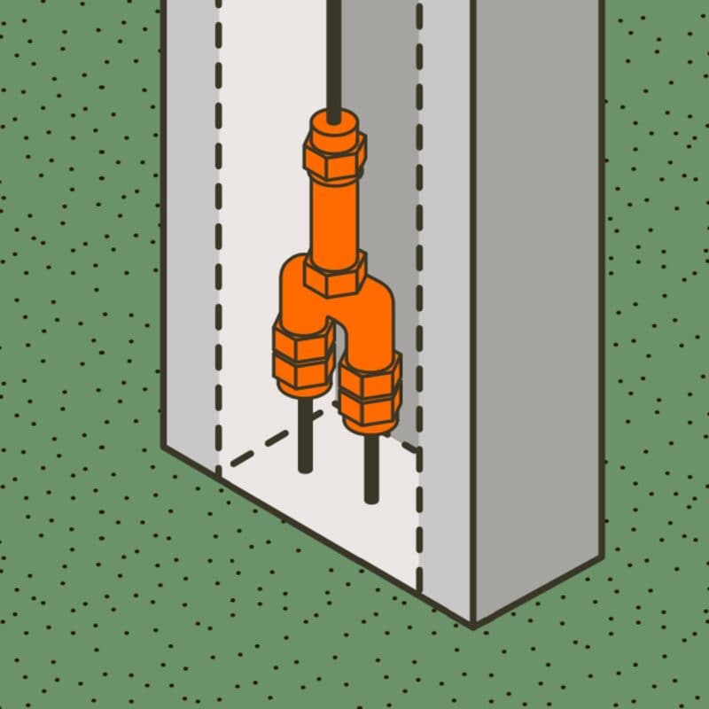 IP44.de connect Y-Verbinder Anwendungsbeispiel (Innenansicht Pollerleuchte)