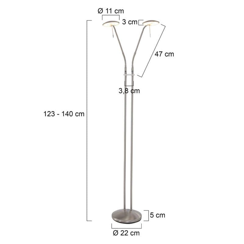 Steinhauer Stehleuchte Zenith 2-flammig Maße