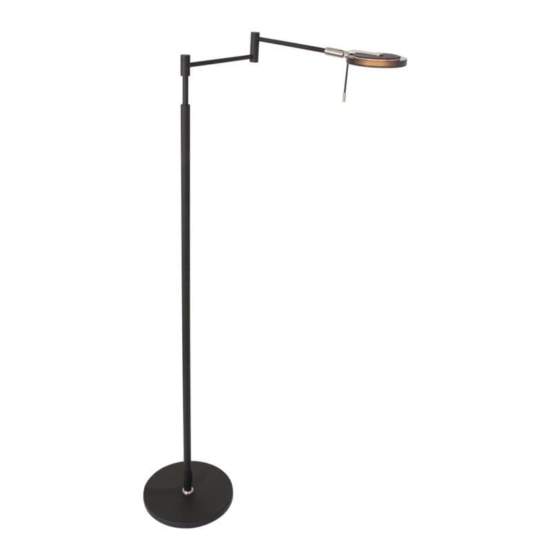Steinhauer Stehleuchte Turound höhenverstellbar in Schwarz mit rauchfarbenem Diffusor
