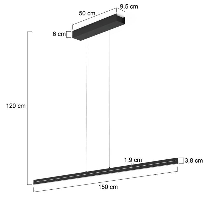 Steinhauer Pendelleuchte Bande Slim mit 150 cm Maße