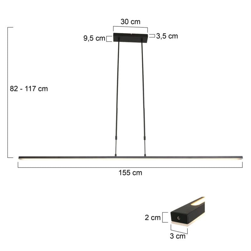 Liadomo Pendelleuchte Riana mit 155 cm Maße