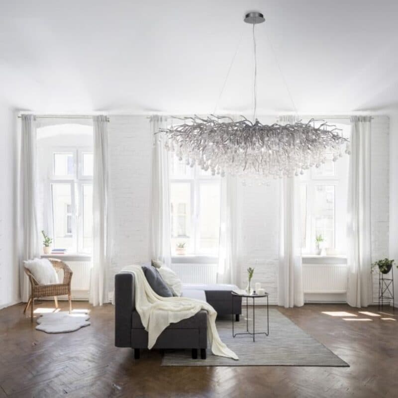 Paul Neuhaus Kronleuchter Icicle in Silber Wohnbeispiel