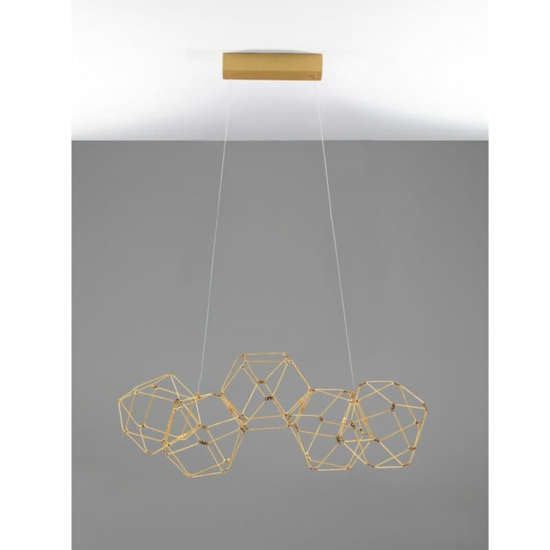 Nova Luce Pendelleuchte Nebula in Gold mit 84 cm Wohnbeispiel