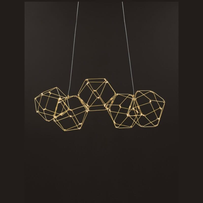 Nova Luce Pendelleuchte Nebula in Gold mit 84 cm Wohnbeispiel