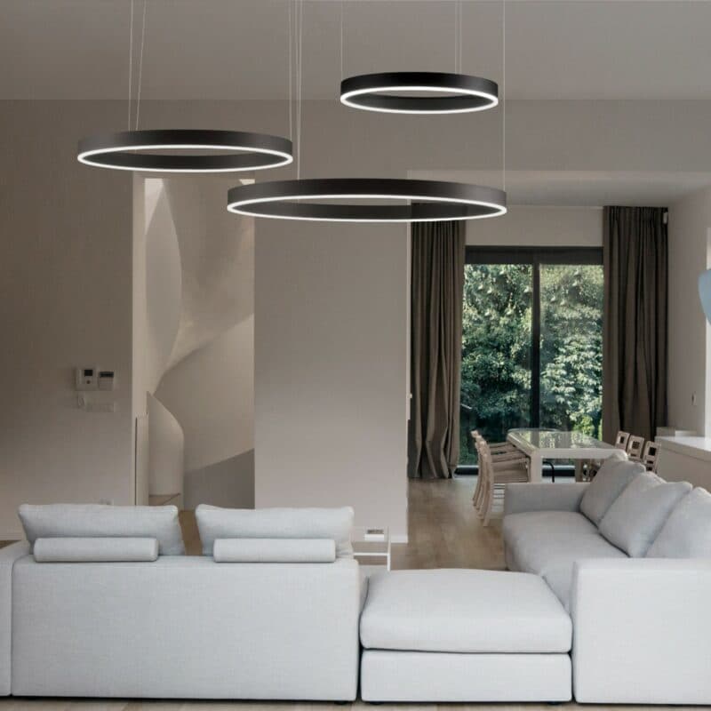 Nova Luce Pendelleuchte Motif 3-flammig in Schwarz Wohnbeispiel
