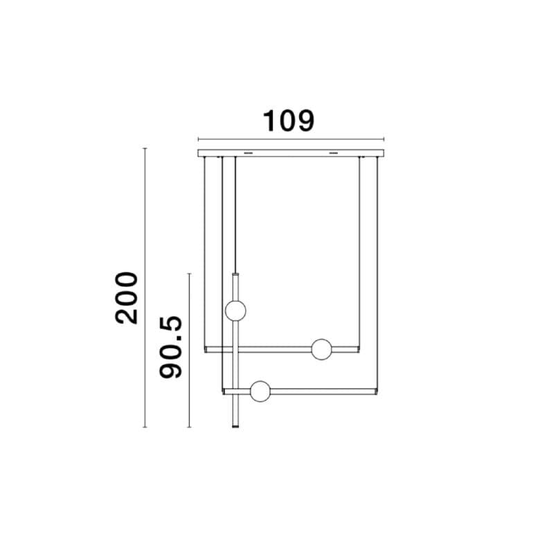 Nova Luce Pendelleuchte Neutron horizontal multi Wohnbeispiel Maße