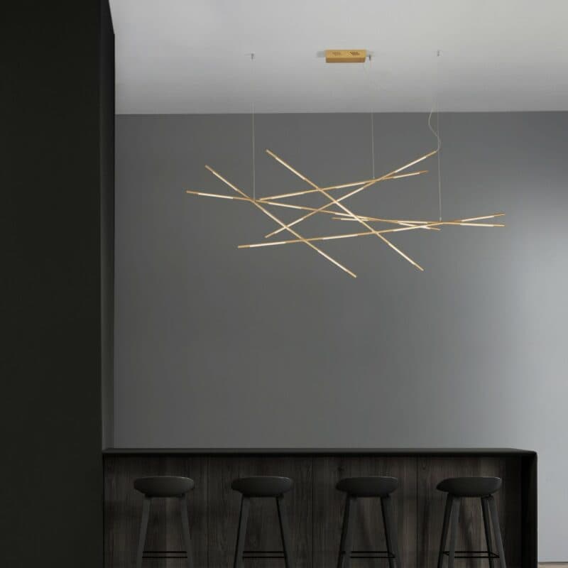 Nova Luce Pendelleuchte Raccio 180 in Gold Wohnbeispiel