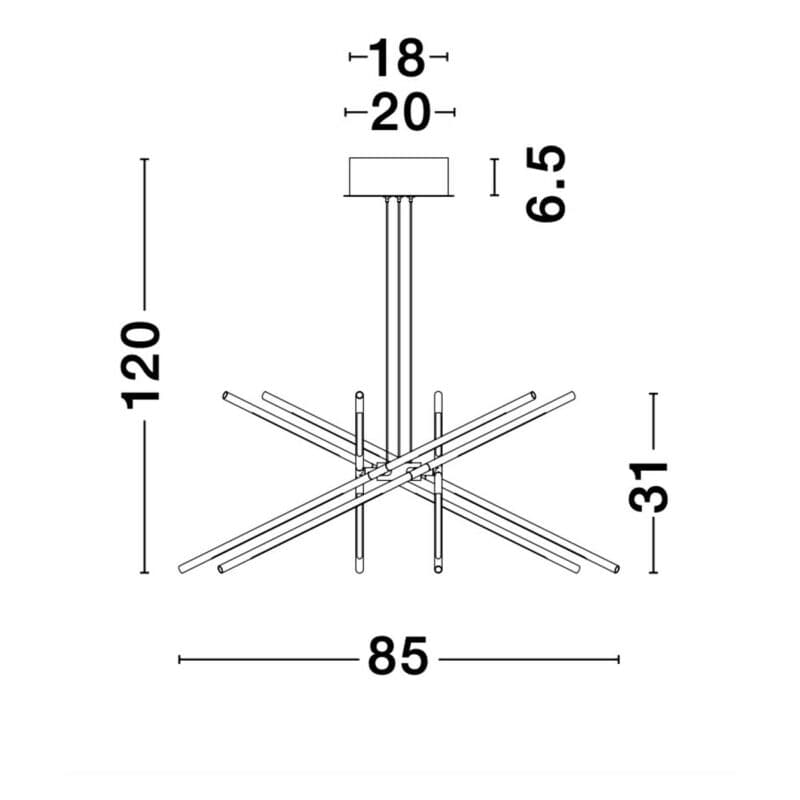 Nova Luce Pendelleuchte Raccio Rotate Maße