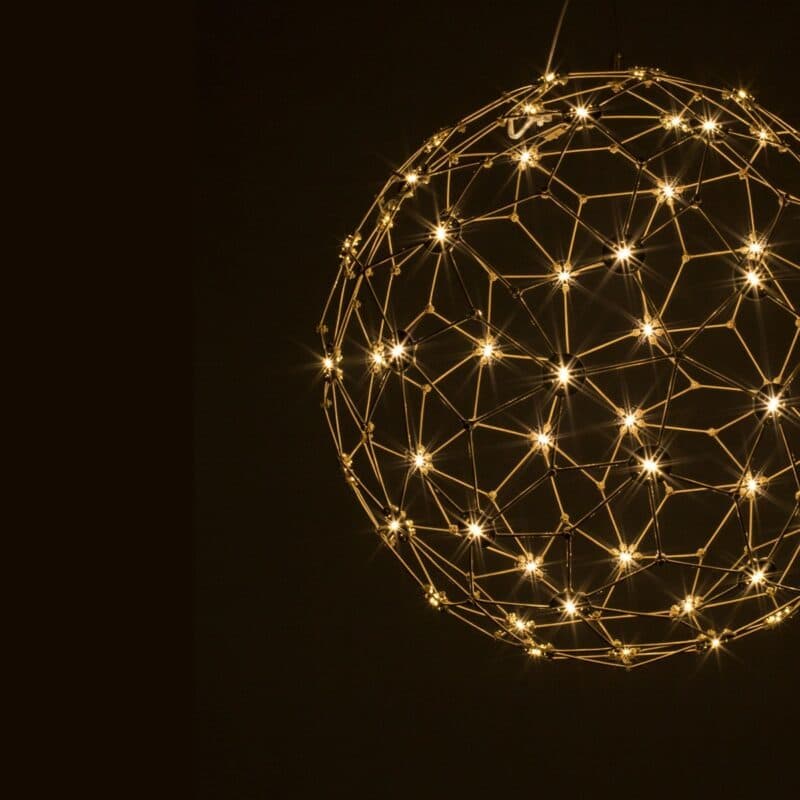 Nova Luce Pendelleuchte Sole in Gold mit 40 cm Wohnbeispiel