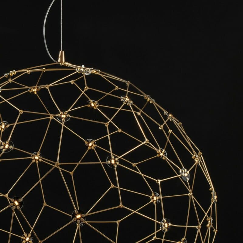 Nova Luce Pendelleuchte Sole in Gold mit 80 cm Wohnbeispiel