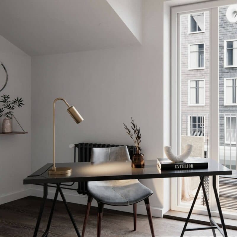 By Rydéns Tischleuchte Curve in Gold matt Wohnbeispiel