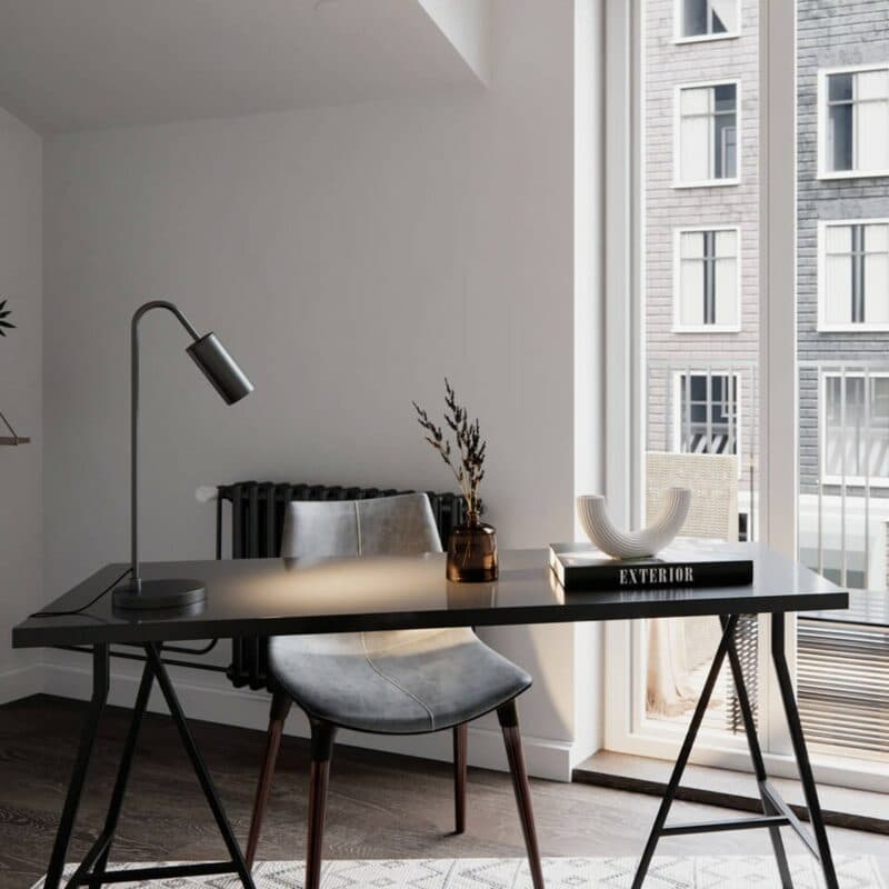 By Rydéns Tischleuchte Curve in Schwarz matt Wohnbeispiel