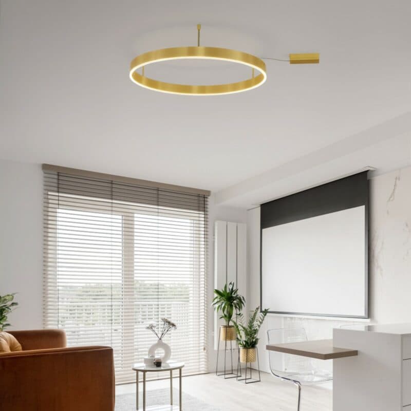 Nova Luce Deckenleuchte Motif in Gold mit 80 cm Wohnbeispiel