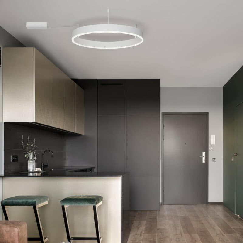 Nova Luce Deckenleuchte Motif in Weiß mit 60 cm Wohnbeispiel