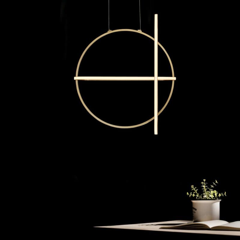 Nova Luce Pendelleuchte Arte rund in Gold Wohnbeispiel
