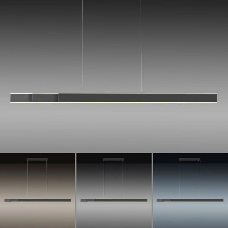 Paul Neuhaus Pendelleuchte Pure-Lume in Schwarz Wohnbeispiel Lichtfarbe