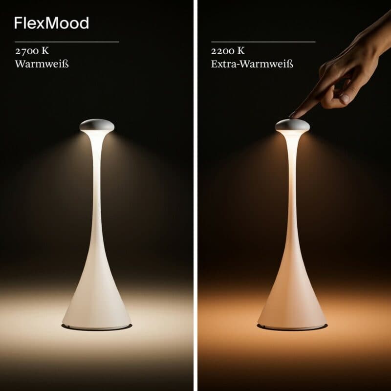 Sigor Akku-Tischleuchte Nudrop Beispiel Flex-Mood-Funktion