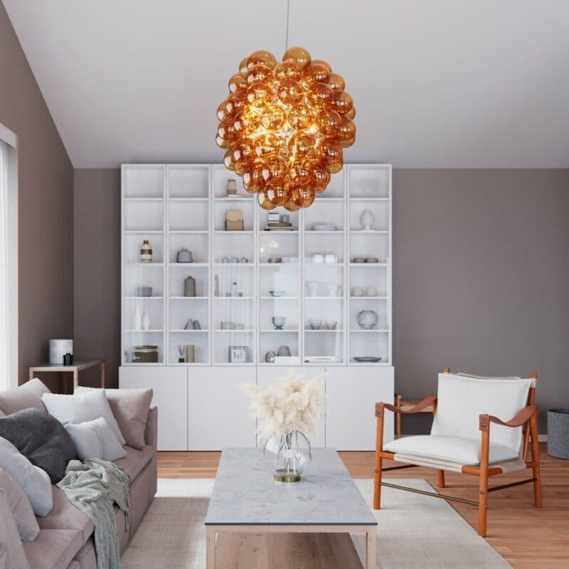 By Rydéns Pendelleuchte Deluxe in Cognac Wohnbeispiel