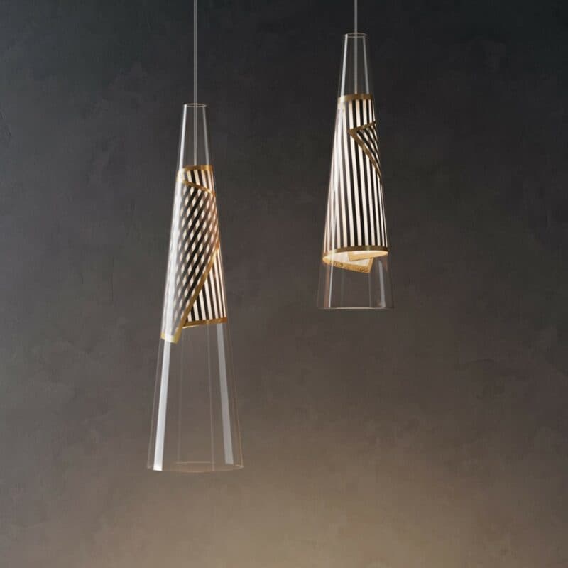 Lodes Pendelleuchte Cono di Luce in Gold Wohnbeispiel