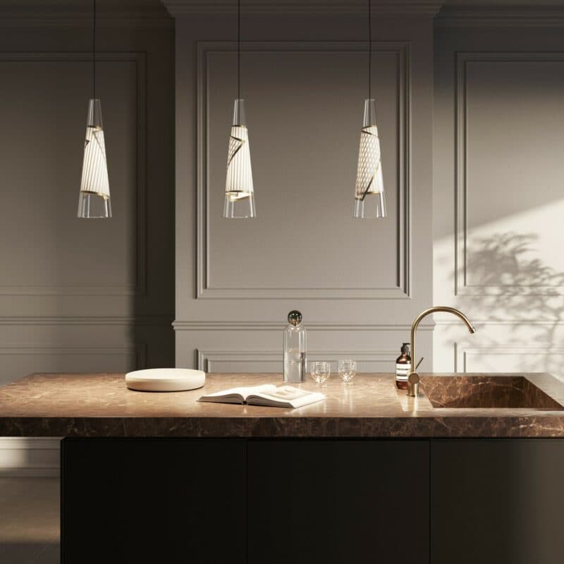 Lodes Pendelleuchte Cono di Luce in Gold Wohnbeispiel