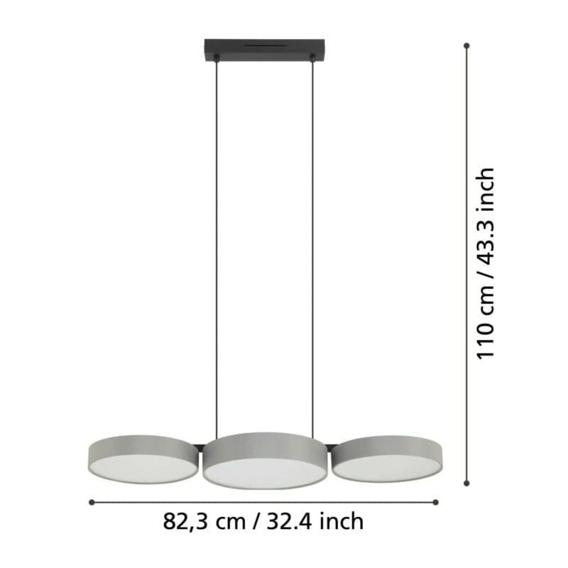 Eglo Pendelleuchte Barbano-Z in Grau Maße