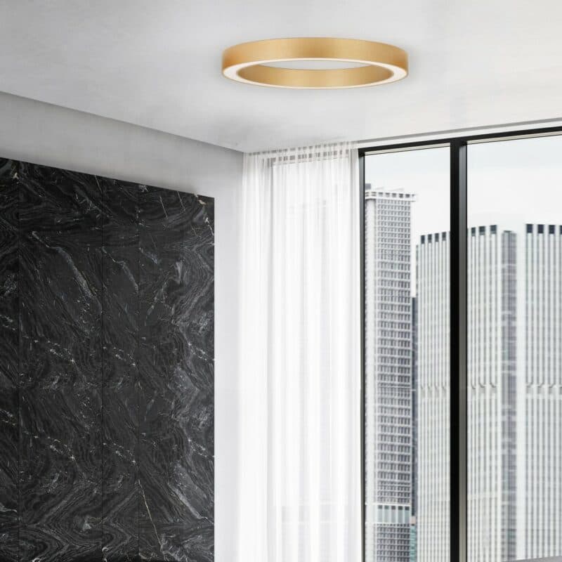 Nova Luce Deckenleuchte Morbido in Gold mit 80 cm Wohnbeispiel