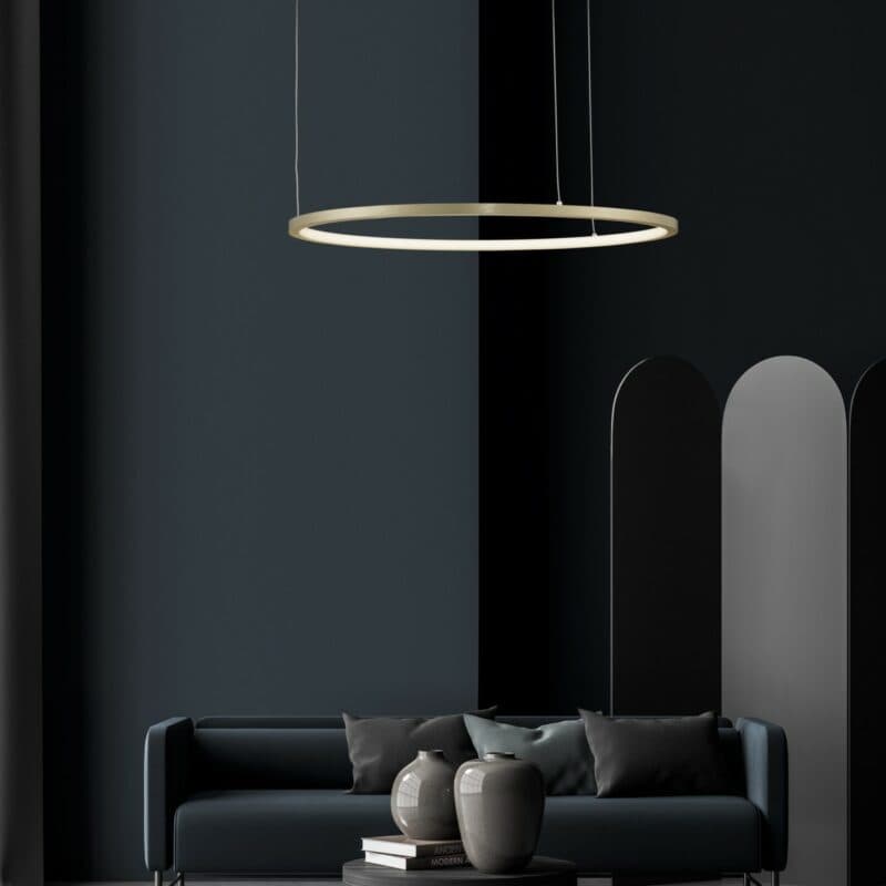 Nova Luce Pendelleuchte Tarquin in Gold mit 60 cm Wohnbeispiel