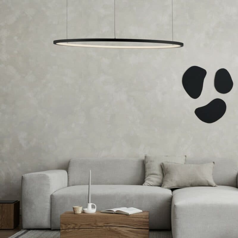 Nova Luce Pendelleuchte Tarquin in Schwarz mit 80 cm Wohnbeispiel
