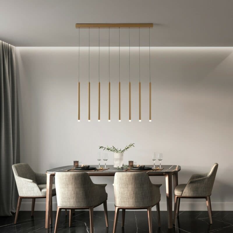 Nova Luce Pendelleuchte Trimle 8-flammig in Gold Wohnbeispiel