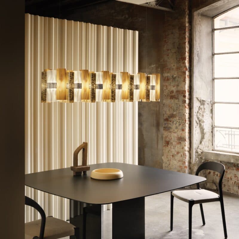 Slamp Pendelleuchte La Lollo 140 in Gold Wohnbeispiel
