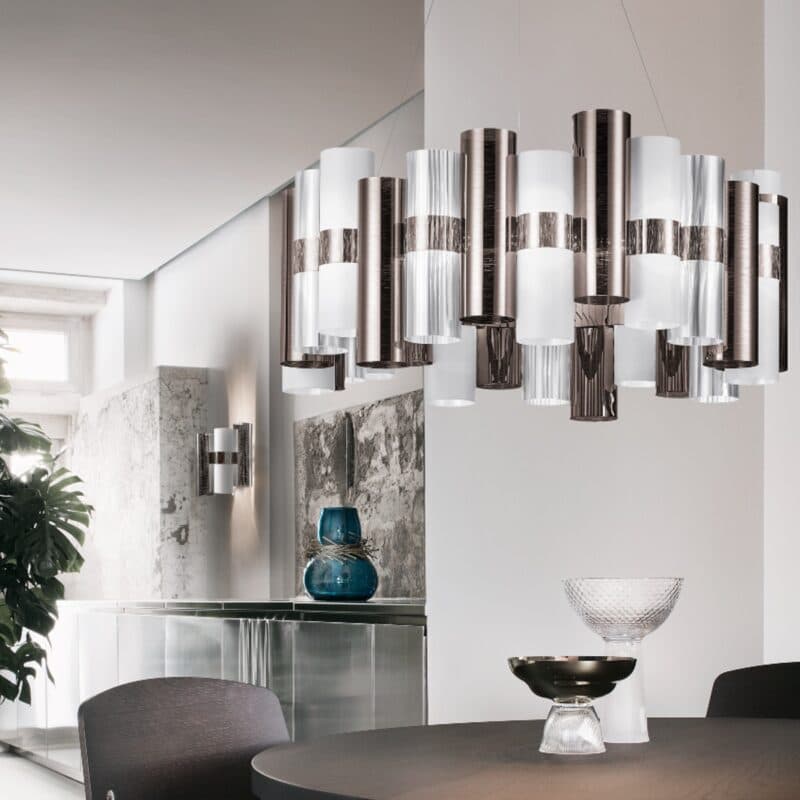 Slamp Pendelleuchte La Lollo Large in Pewter Wohnbeispiel