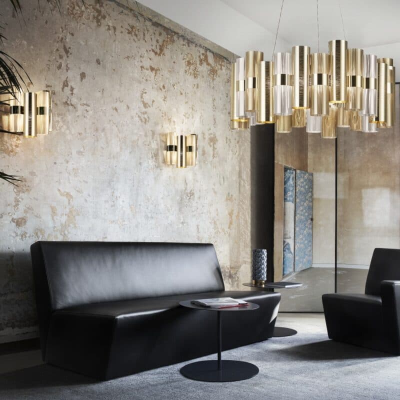 Slamp Pendelleuchte La Lollo Large in Gold Wohnbeispiel
