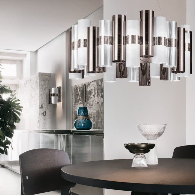Slamp Pendelleuchte La Lollo Large in Pewter Wohnbeispiel