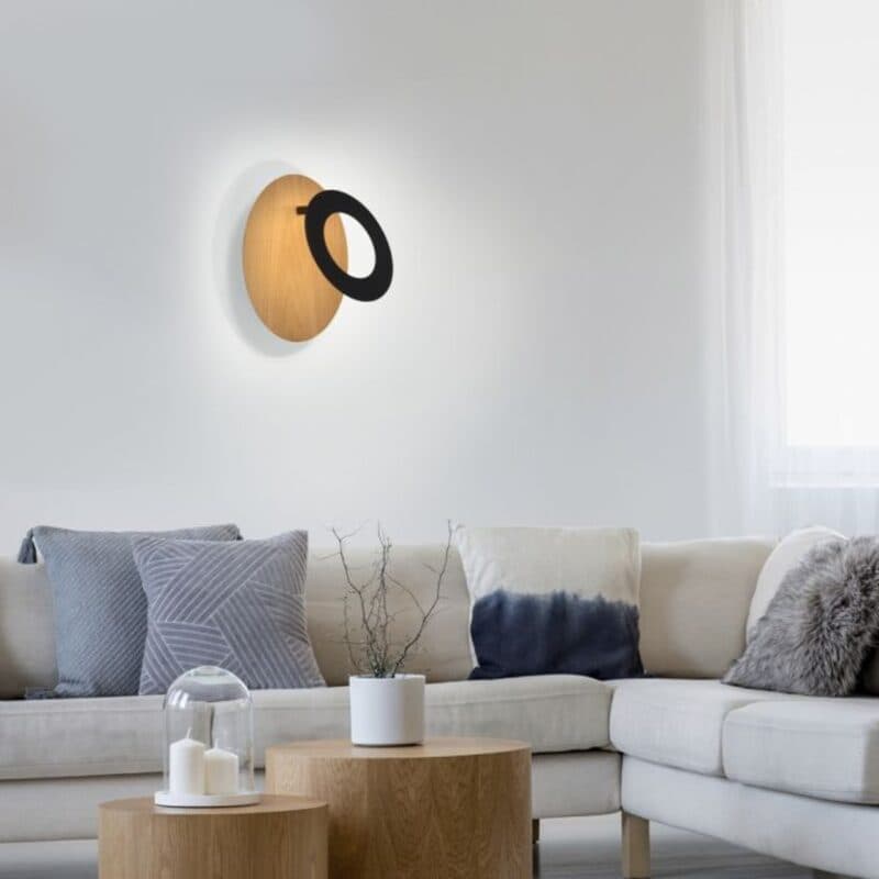 Paul Neuhaus Wandleuchte Nevis Holz Wohnbeispiel