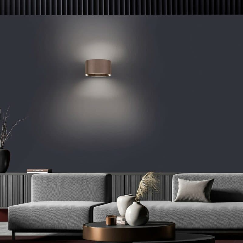 Paul Neuhaus Akku-Wandleuchte Pure Clipse in Dark Metal Brown Wohnbeispiel
