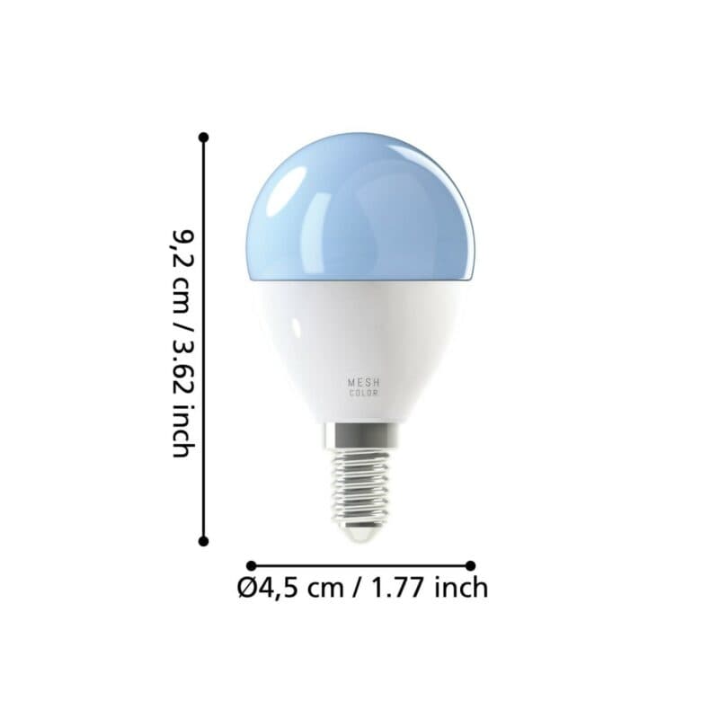 Eglo 4,9 W Smart-LED-Filament Kugel E14 RGB Maße