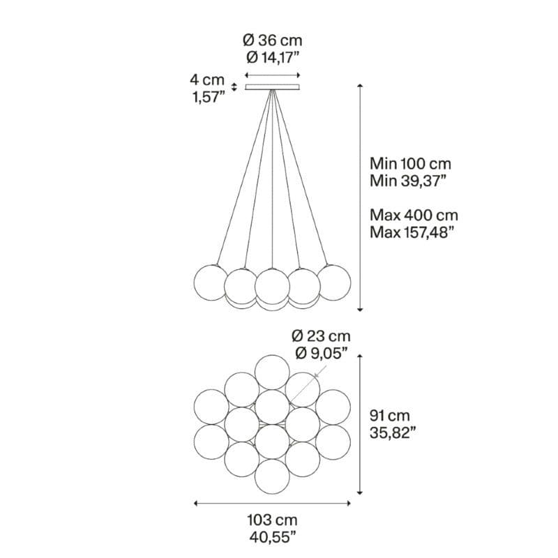 Lodes Pendelleuchte Random 14-flammig mit 23 cm Maße