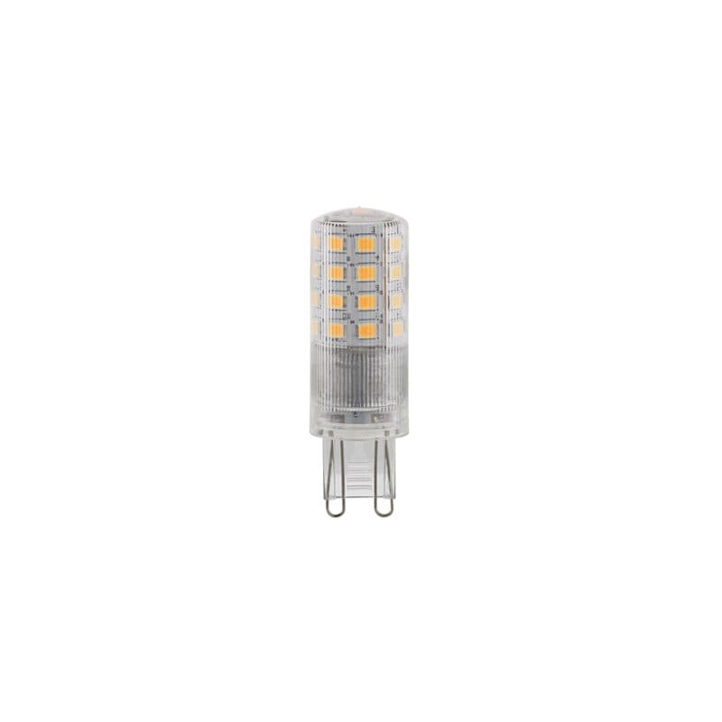 Dimmbares LED-Luxar-Leuchtmittel von Sigor. 4,2 Watt Leistung, G9-Sockel, 550 lm, 2700 Kelvin. Entspricht einem Wattersatz von 45 Watt Halogen.