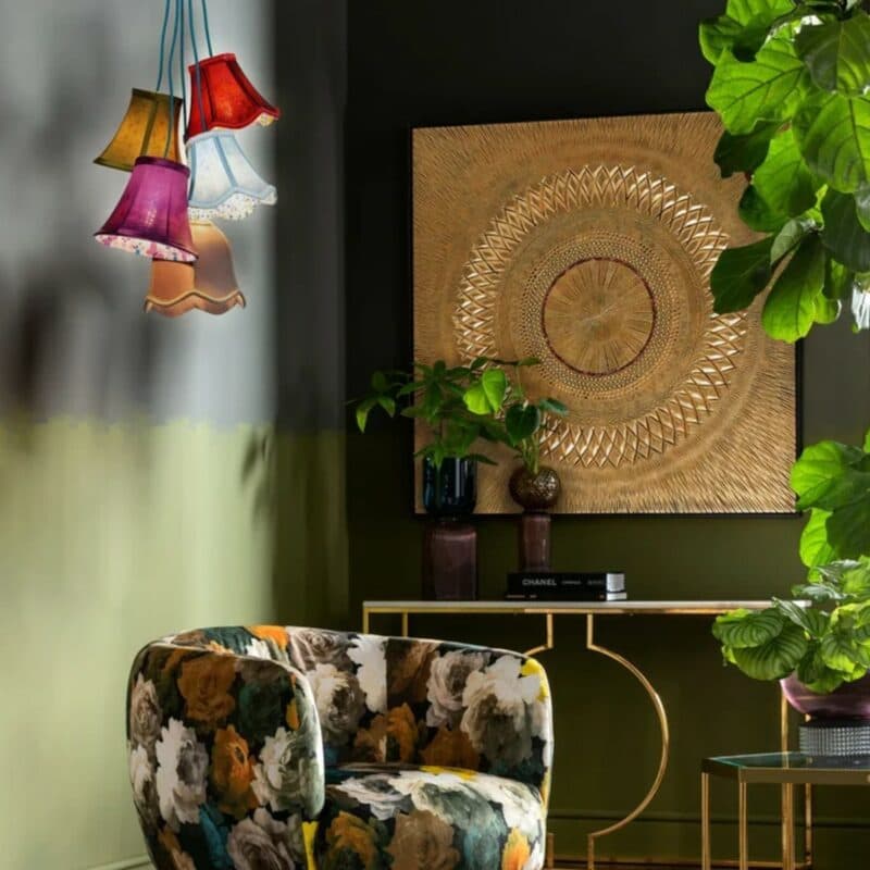 Kare Pendelleuchte Saloon Flowers 5-flammig Wohnbeispiel