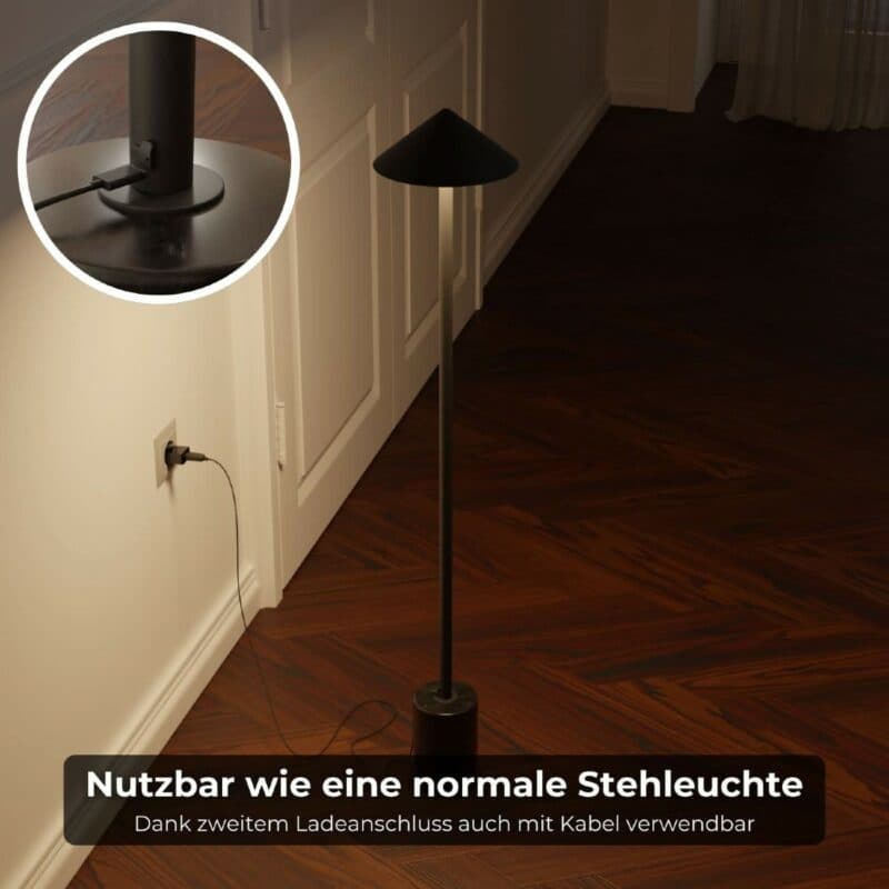 Lumière Design Akku-Stehleuchte Saphira in Schwarz
