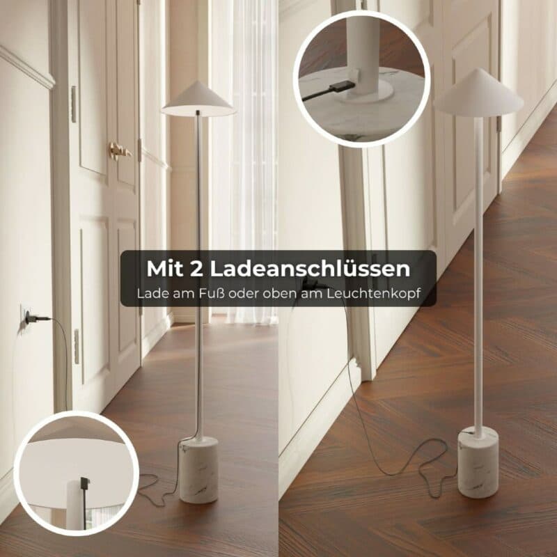 Lumière Design Akku-Stehleuchte Saphira in Weiß