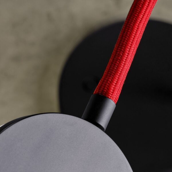Holtkötter Tischleuchte Flex K in Schwarz mit rotem Leuchtenarm Detailansicht