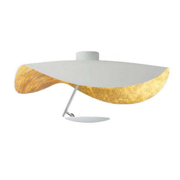 Catellani & Smith Wand- und Deckenleuchte Lederam Manta CWS1 Weiß satiniert/Gold