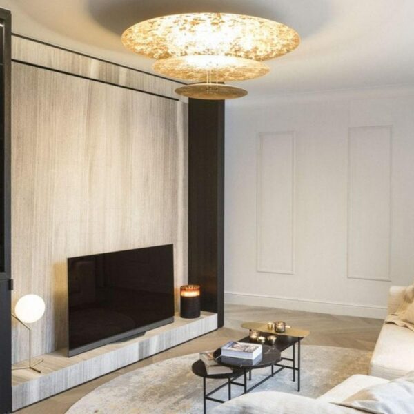 Fabas Luce Pendelleuchte Macchina della Luce I Blattgold Wohnbeispiel